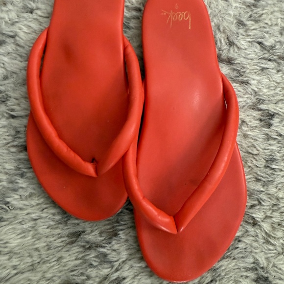 Beek Sunbird Tangerine Coral Puffly Leather Thong Sandals 9 - Picture 1 of 4